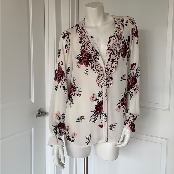 Joie Top Floral Ruffle print Sz L - Picture 8 of 8